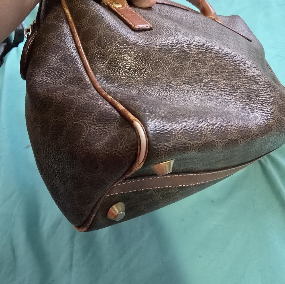 Celine Brown Satchel With Monogram Pattern - image 5